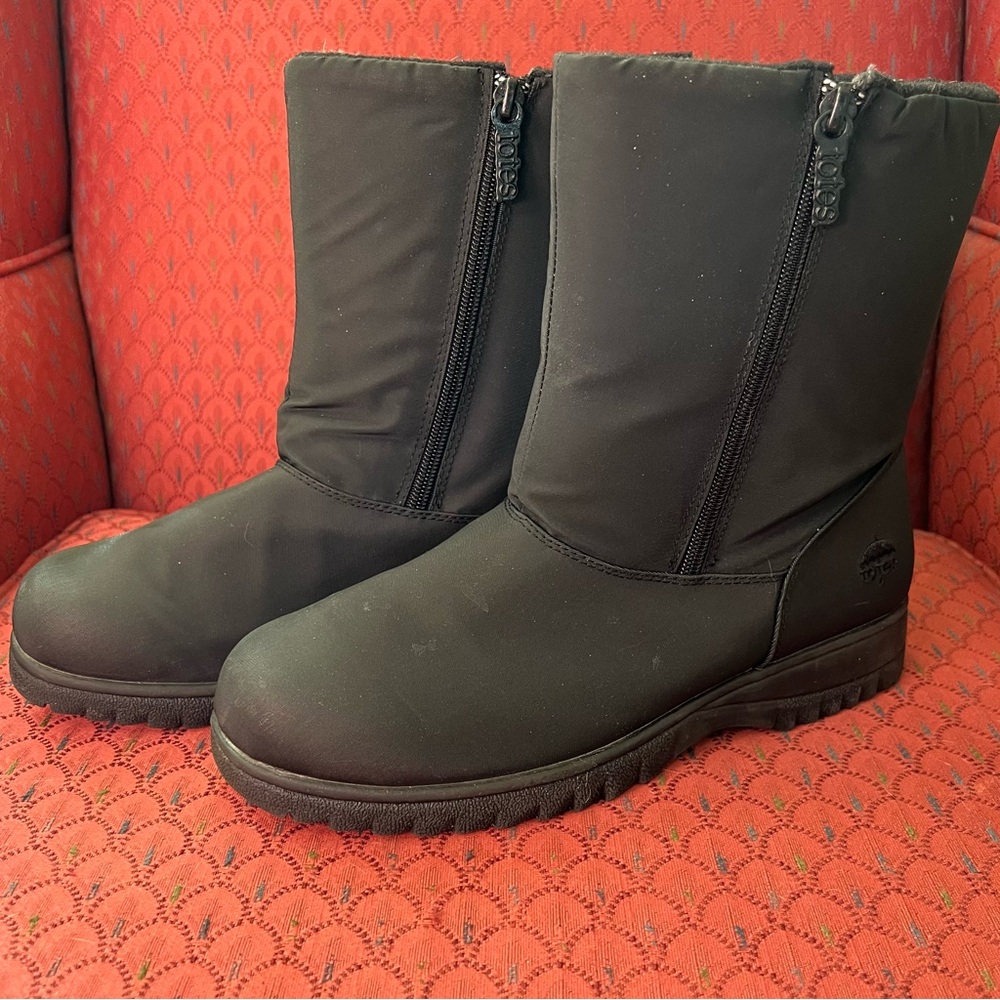 Totes Women’s Snowstar Waterproof Boots | Size 10 W|Black/Very Dark Brown|2 Zips